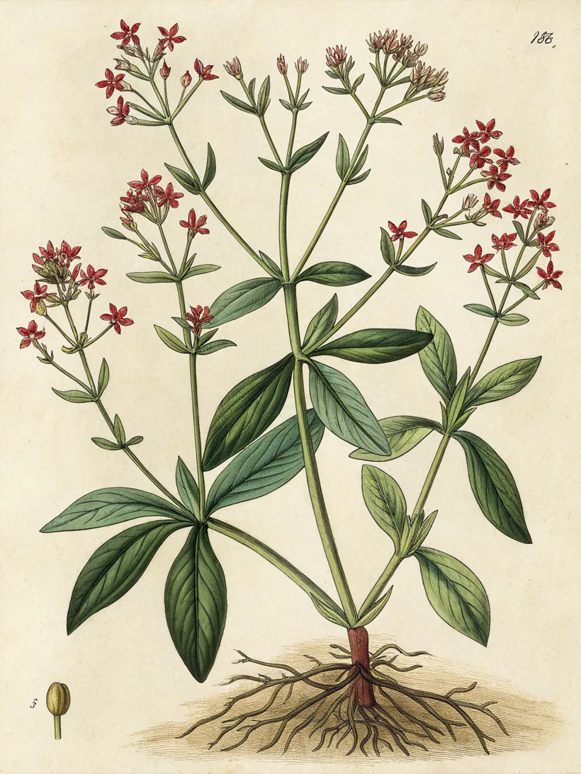 Botanische plaat van Meekrap (Rubia tinctorum)