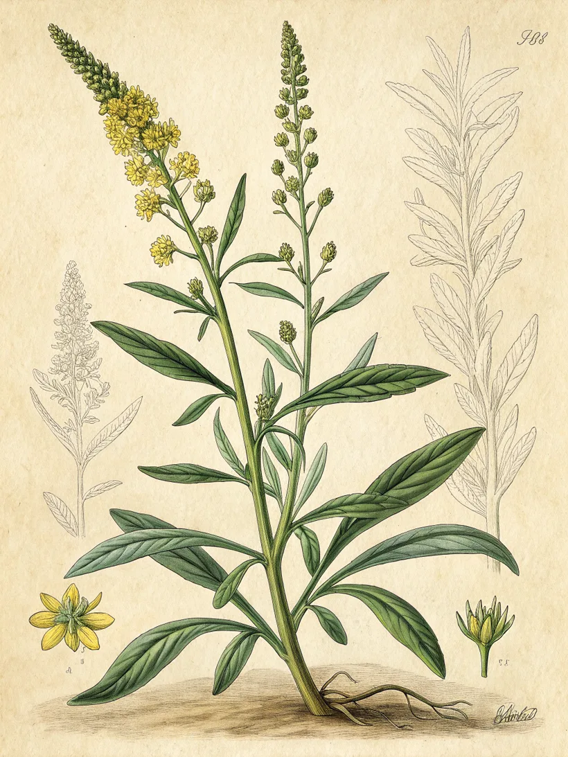 Botanische plaat van Wouw (Reseda luteola)