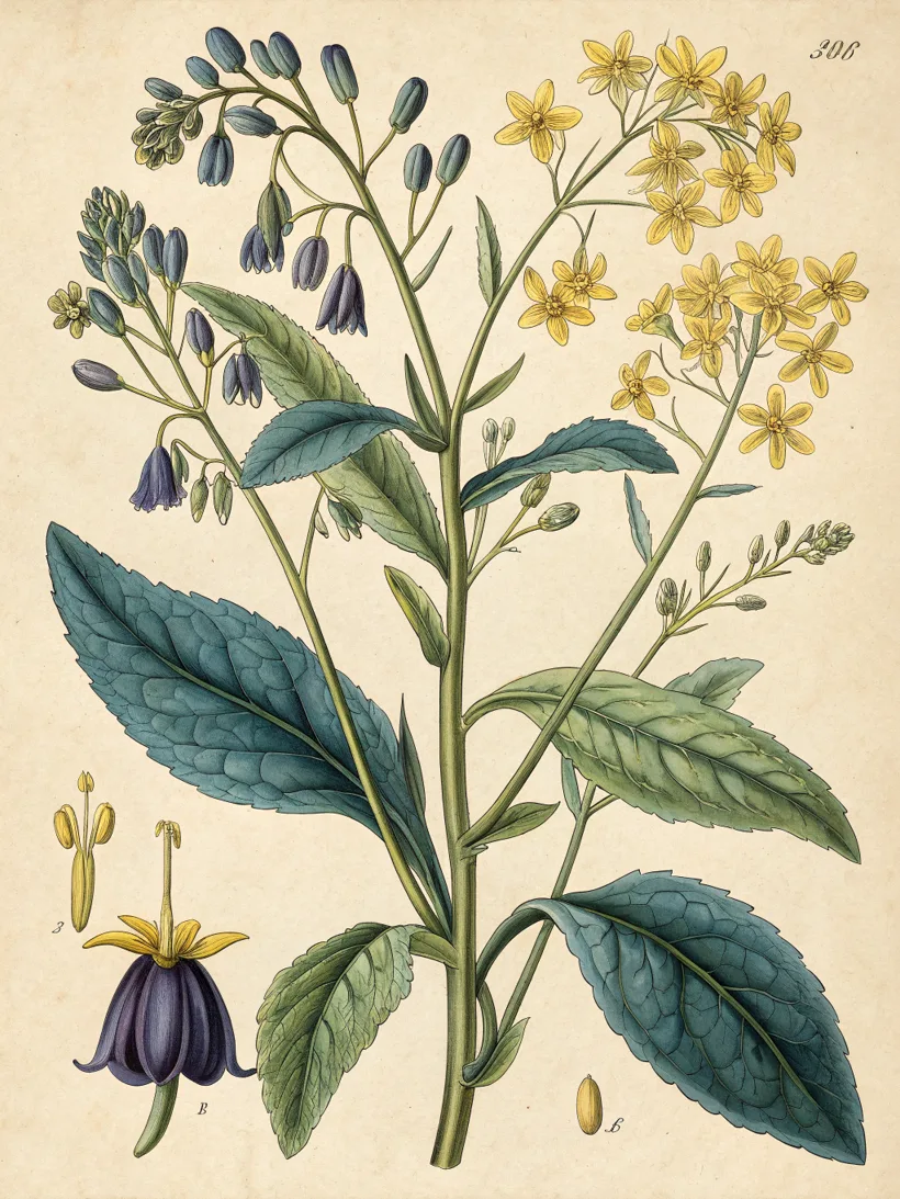Botanische plaat van Wede (Isatis tinctoria)